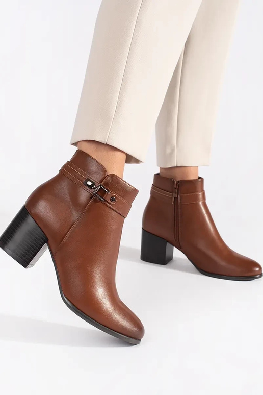 Bottines en cuir marron pour femmes à...
