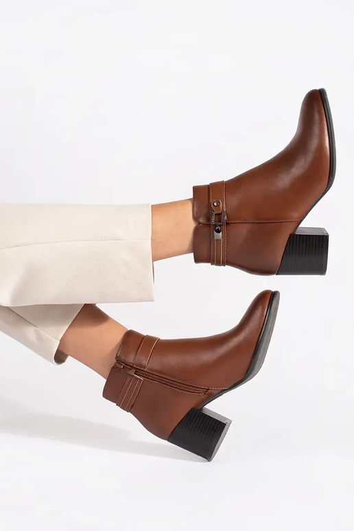 Bottines en cuir marron pour femmes à...