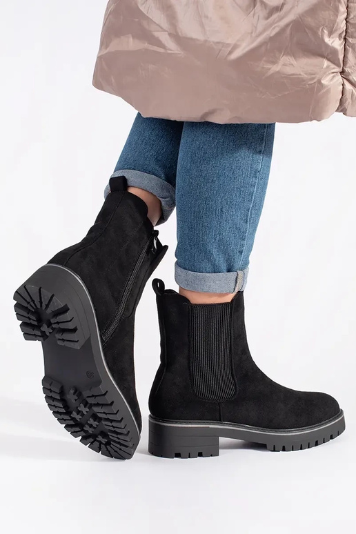 Chaussures plates en daim noir avec...