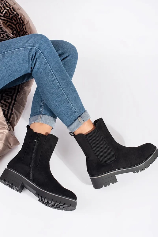 Chaussures plates en daim noir avec...