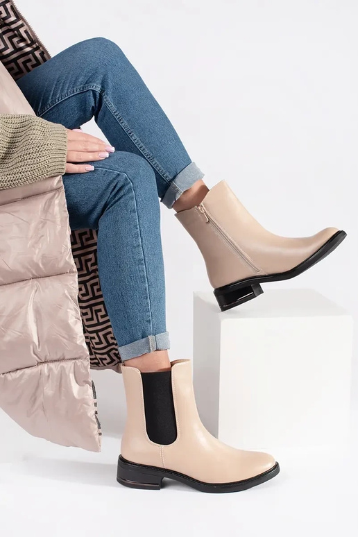 Bottines Chelsea couleur ivoire avec...