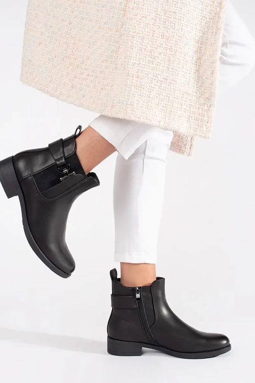 Bottines Chelsea plates noires au...