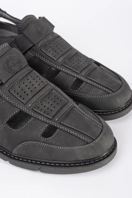 Mocassins en cuir ajourés gris pour...