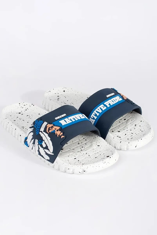 Chaussons de piscine blancs avec bleu