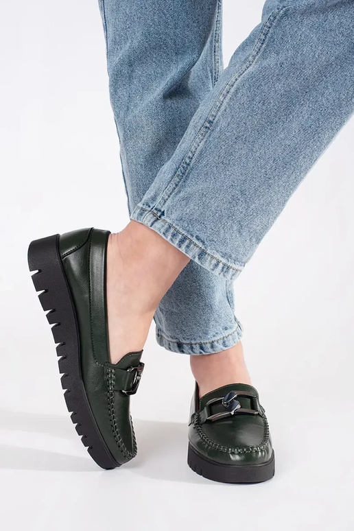 Mocassins chaki avec plateforme