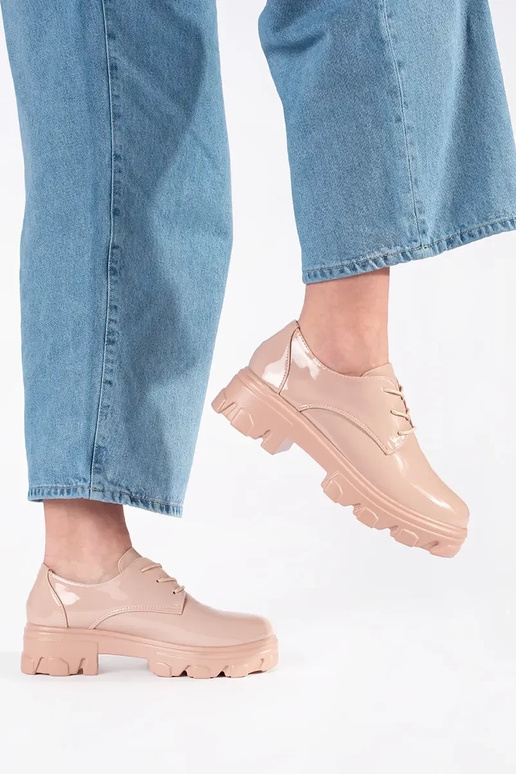 Bottines effet vernis avec plateforme