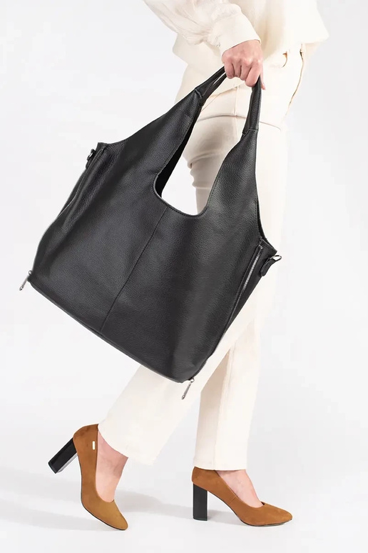 Sac noir en simili cuir grande taille