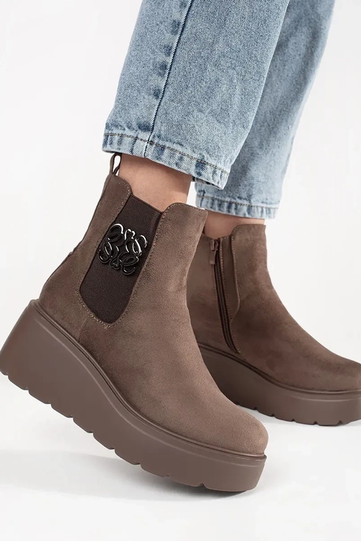 Bottines Chelsea marron en daim