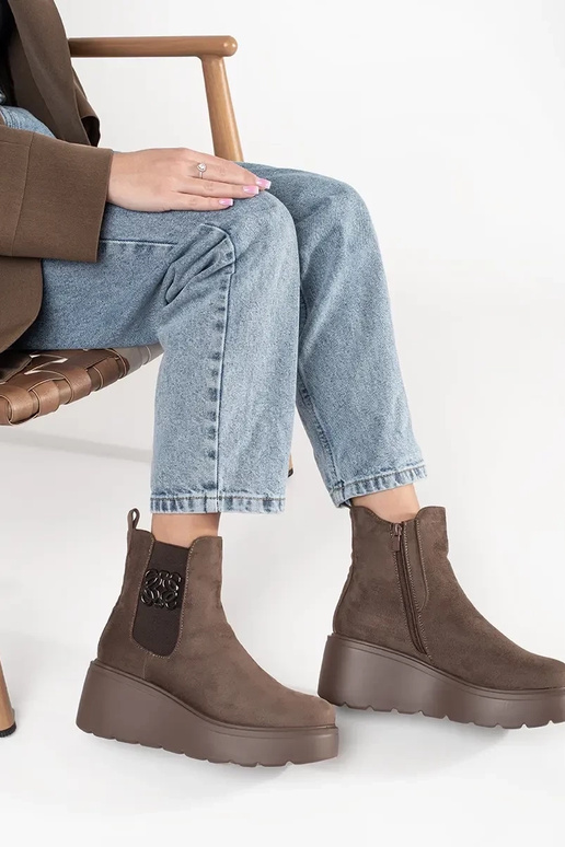 Bottines Chelsea marron en daim