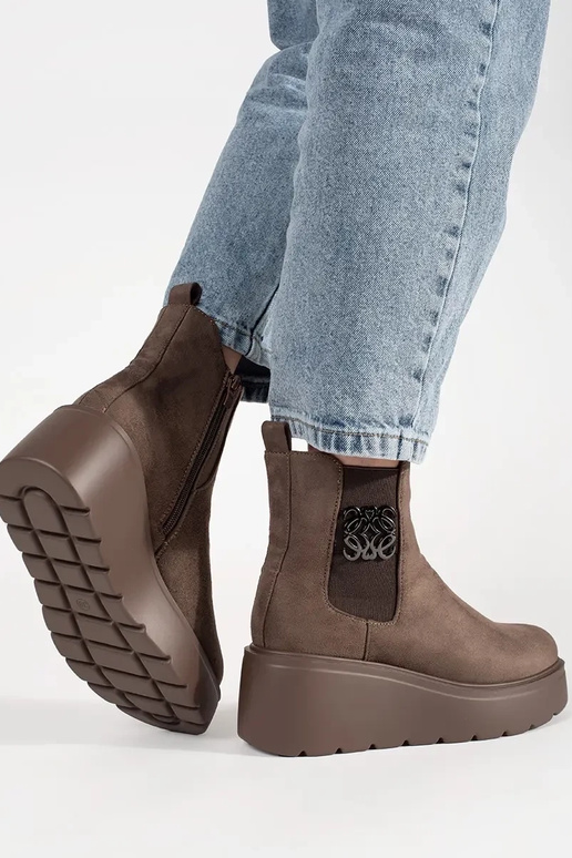 Bottines Chelsea marron en daim