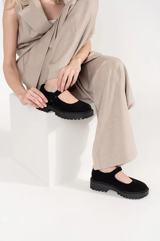 Mocassins en daim noirs avec plateforme Mocassins en daim noirs avec plateforme