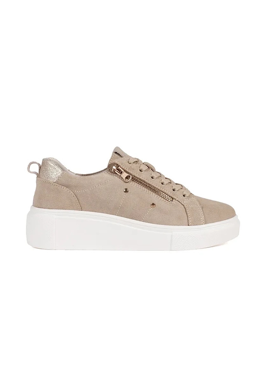 Baskets en cuir beige sur semelle...