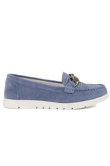 Mocassins en cuir bleu avec...