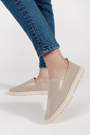 Mocassins en cuir beige léger 2