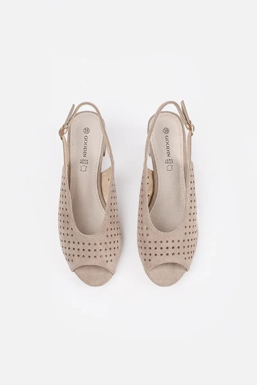 Sandales couleur sable à talon bas Sandales couleur sable à talon bas