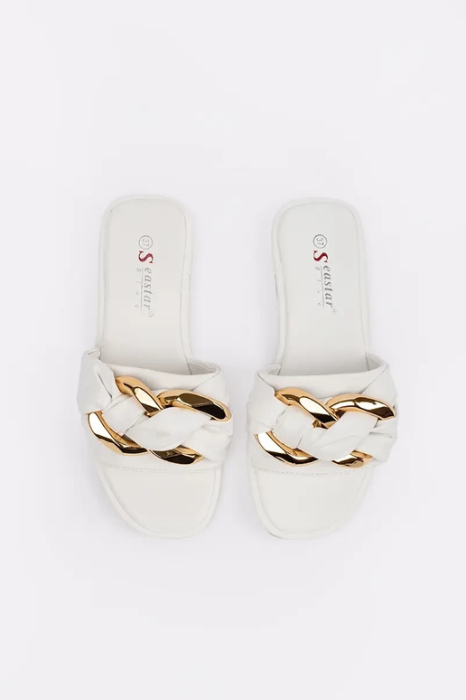 Chaussons plats pour femmes blancs