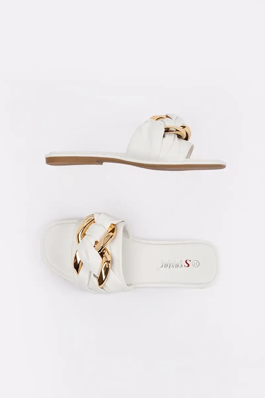 Chaussons plats pour femmes blancs