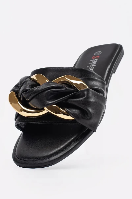 Chaussons plats pour femmes noirs