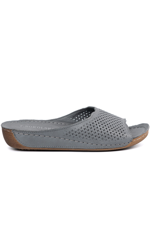 Pantoufles en cuir grises