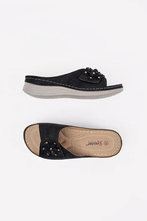 Chaussons noirs pour femmes à semelle... Chaussons noirs pour femmes à semelle...