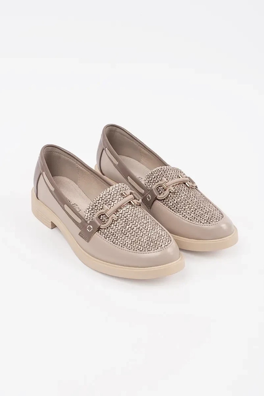 mocassins sable avec semelle en cuir