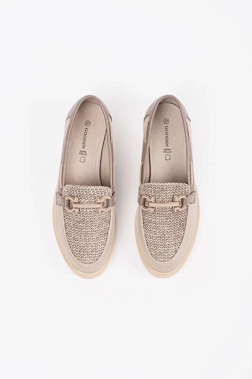 mocassins sable avec semelle en cuir