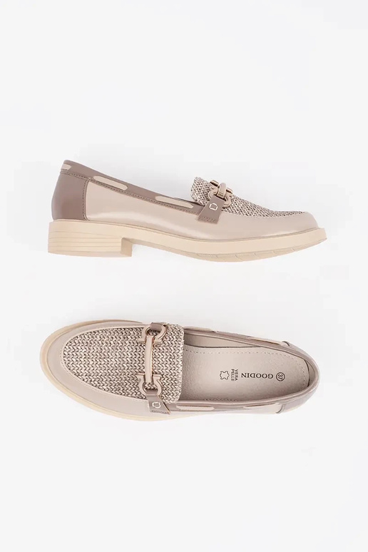 mocassins sable avec semelle en cuir