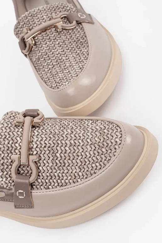 mocassins sable avec semelle en cuir