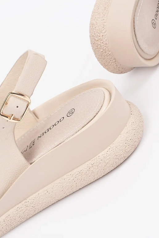 Sandales plates couleur sable avec...