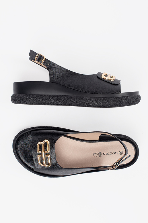 Sandales plates noires avec décoration