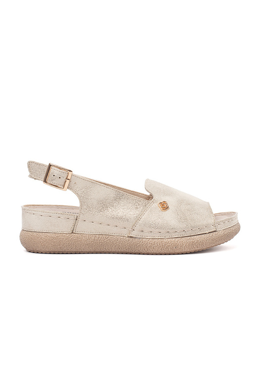 Sandales couleur or avec semelle en cuir