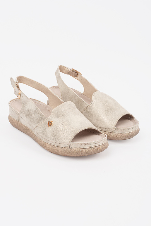 Sandales couleur or avec semelle en cuir