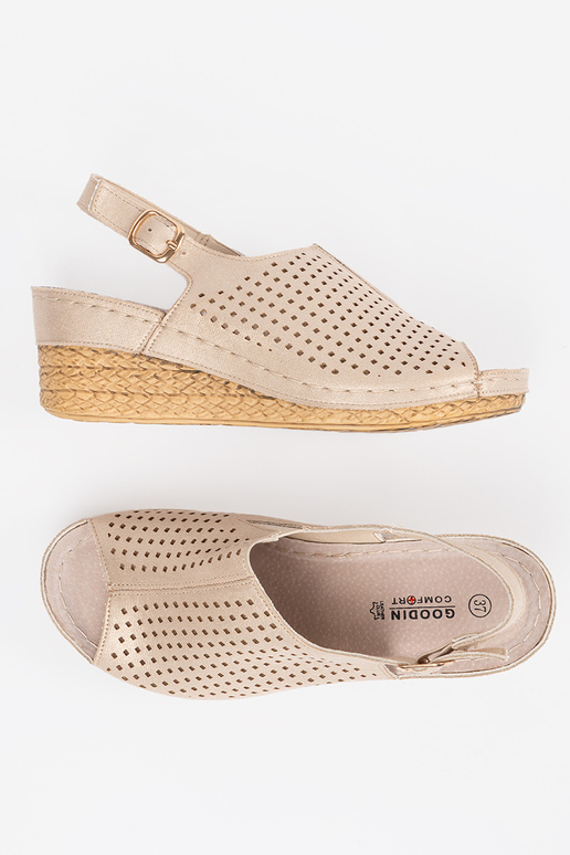 Tongs dorées à talon compensé Tongs dorées à talon compensé