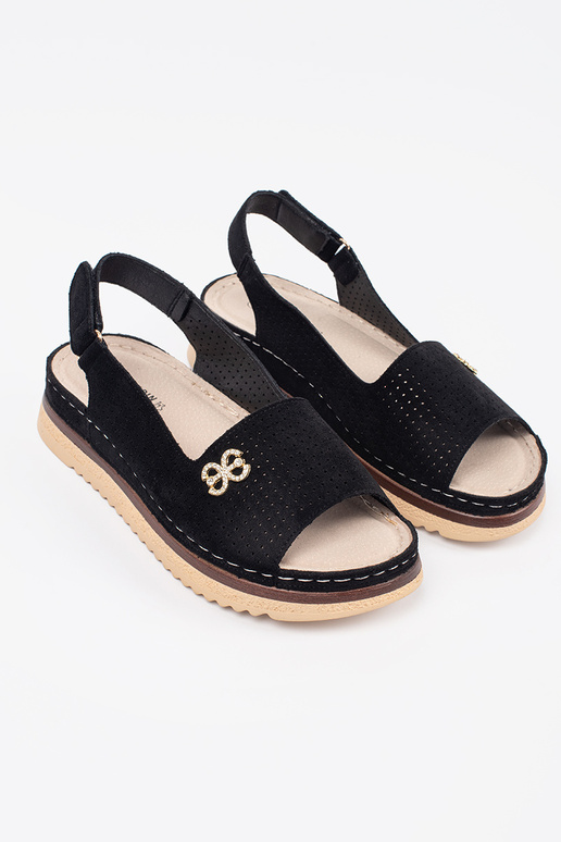 Sandales confortables en cuir noir...