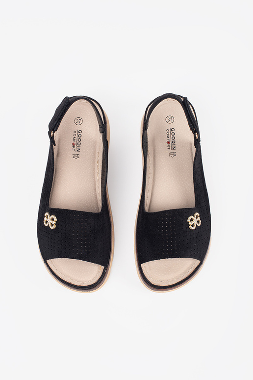 Sandales confortables en cuir noir...