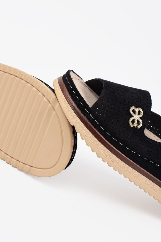 Sandales confortables en cuir noir...