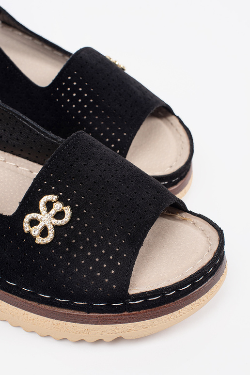Sandales confortables en cuir noir...