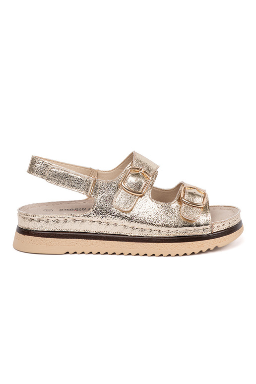 Sandales dorées avec des éléments dorés