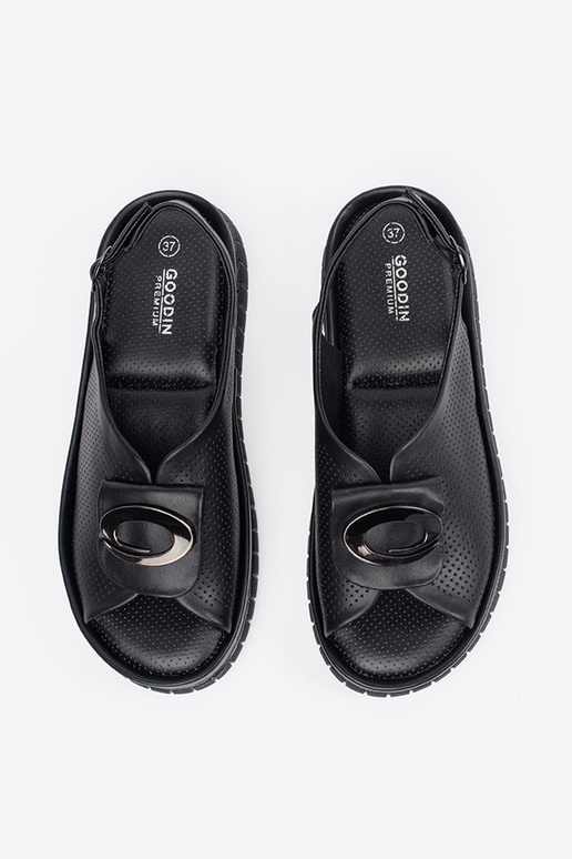 Sandales élégantes noires en cuir