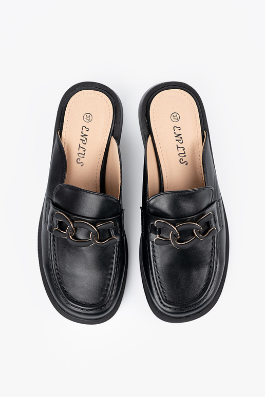 Chaussons noirs en simili cuir à...