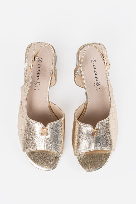 Sandales en daim pour femmes dorées à... Sandales en daim pour femmes dorées à...