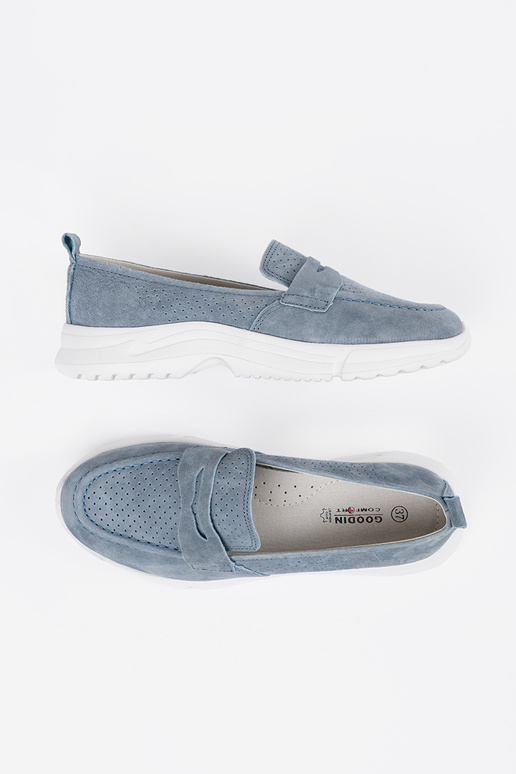 Mocassins en cuir bleus avec plateforme Mocassins en cuir bleus avec plateforme