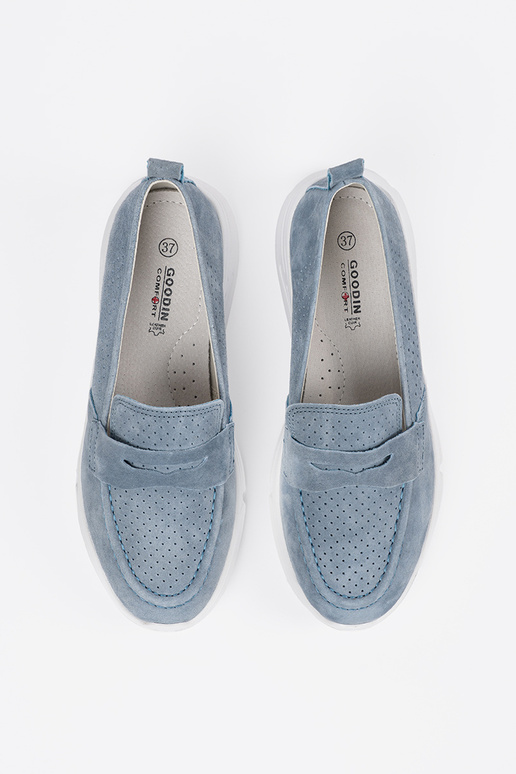 Mocassins en cuir bleus avec plateforme Mocassins en cuir bleus avec plateforme
