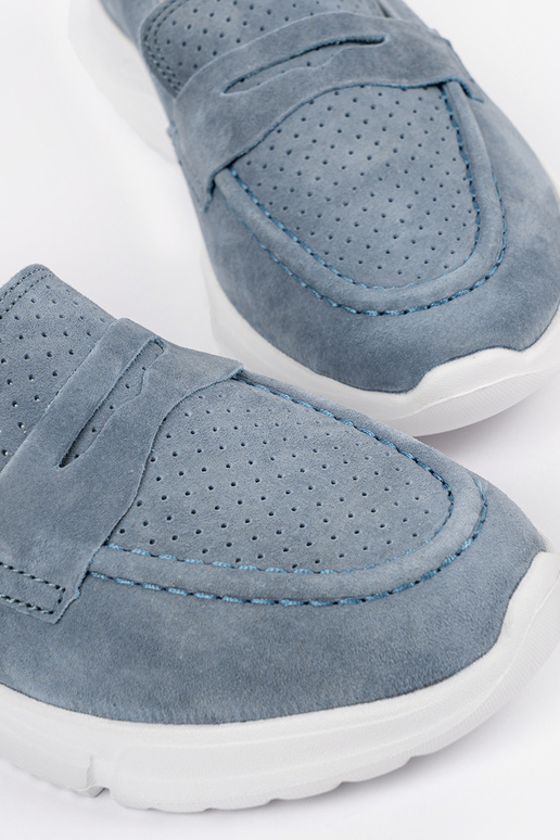 Mocassins en cuir bleus avec plateforme Mocassins en cuir bleus avec plateforme