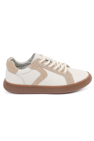 Baskets en cuir blanc-sable...