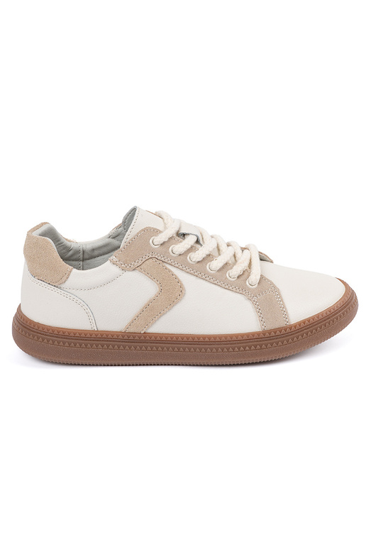 Baskets en cuir blanc-sable Sergio... Baskets en cuir blanc-sable Sergio...