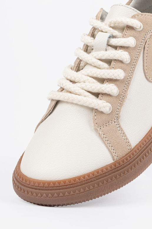Baskets en cuir blanc-sable Sergio... Baskets en cuir blanc-sable Sergio...