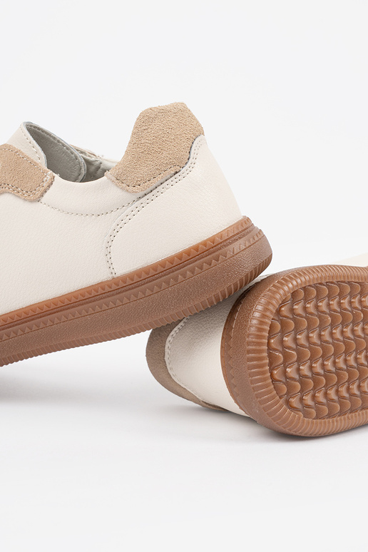 Baskets en cuir blanc-sable Sergio... Baskets en cuir blanc-sable Sergio...