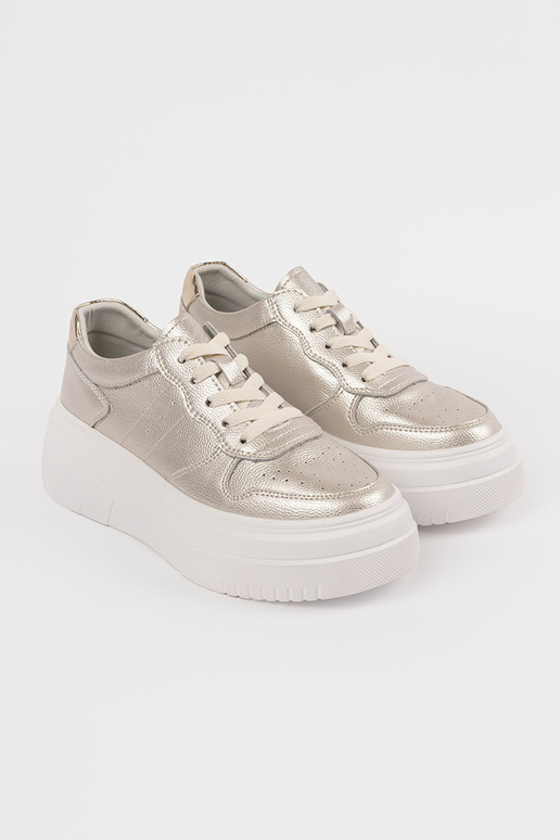 Baskets en cuir couleur or pour... Baskets en cuir couleur or pour...