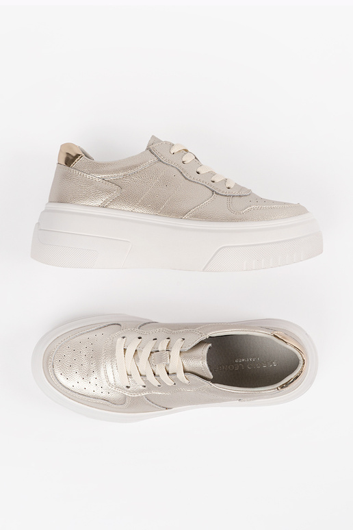 Baskets en cuir couleur or pour... Baskets en cuir couleur or pour...
